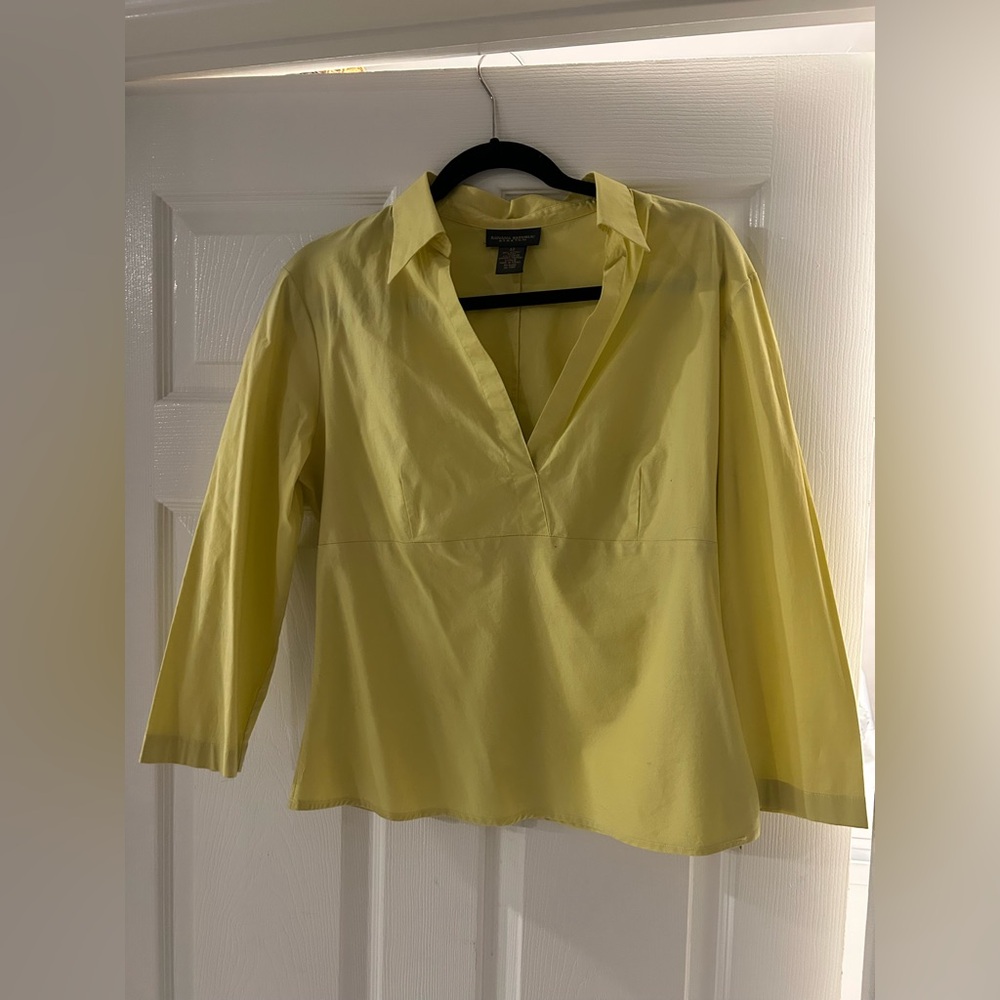 Banana Republic Yellow Fitted 3/4 Sleeve Blouse